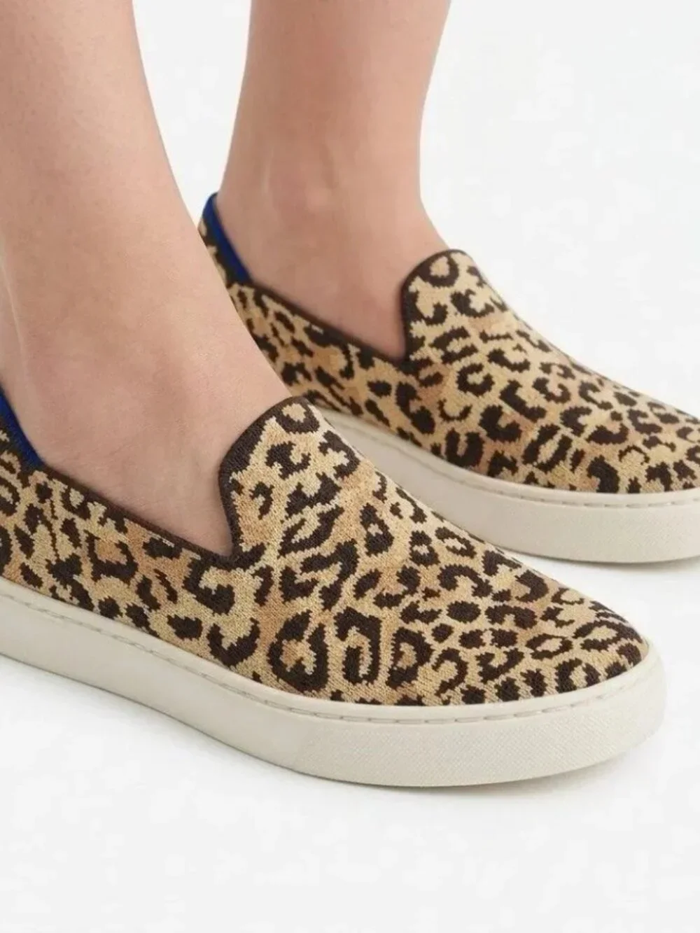 Rothy's The Sneaker Camo Cat Leopard Print Slip on Shoes Animal Brown Size 6.5